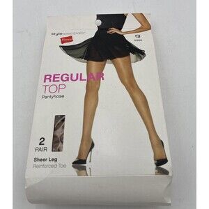 hanes pantyhose 2 pair sheer leg reinforced toe size Q nude